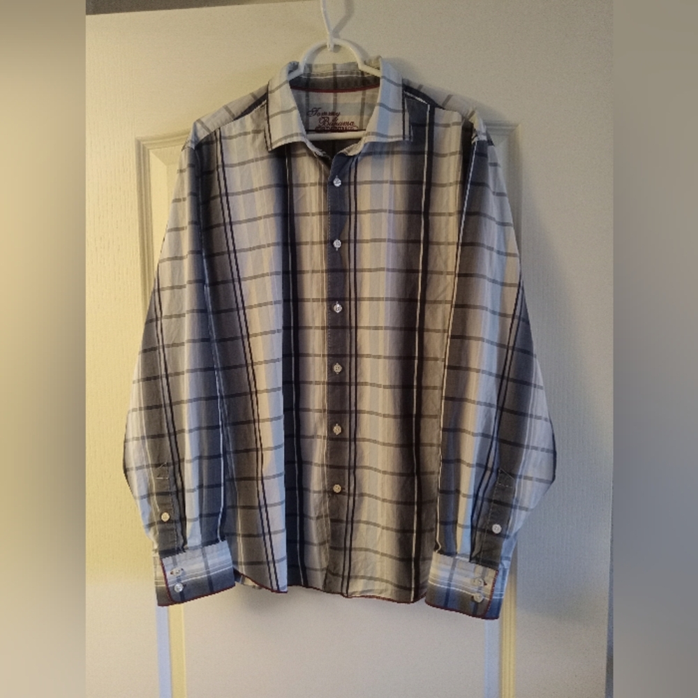 Tommy Bahama Button Down Plaid Shirt Long Sleeve XL 100% Cotton